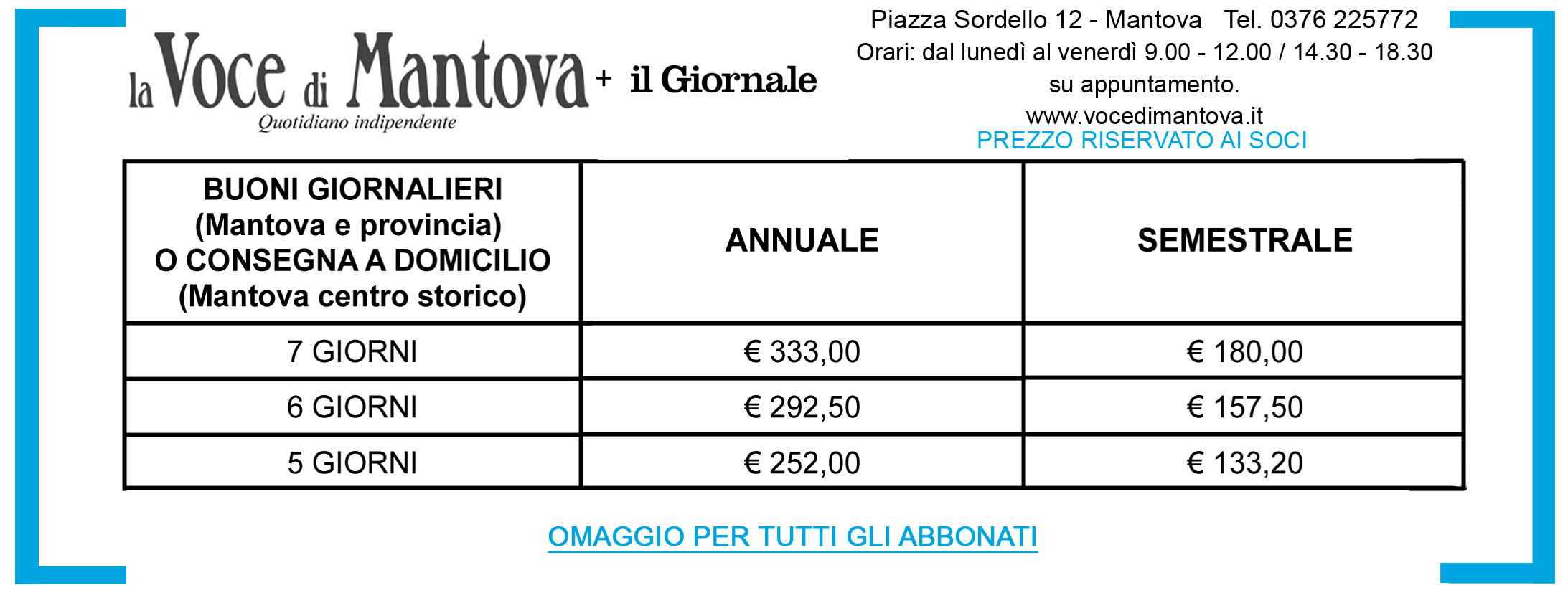 Tariffe Abbonamento 2021