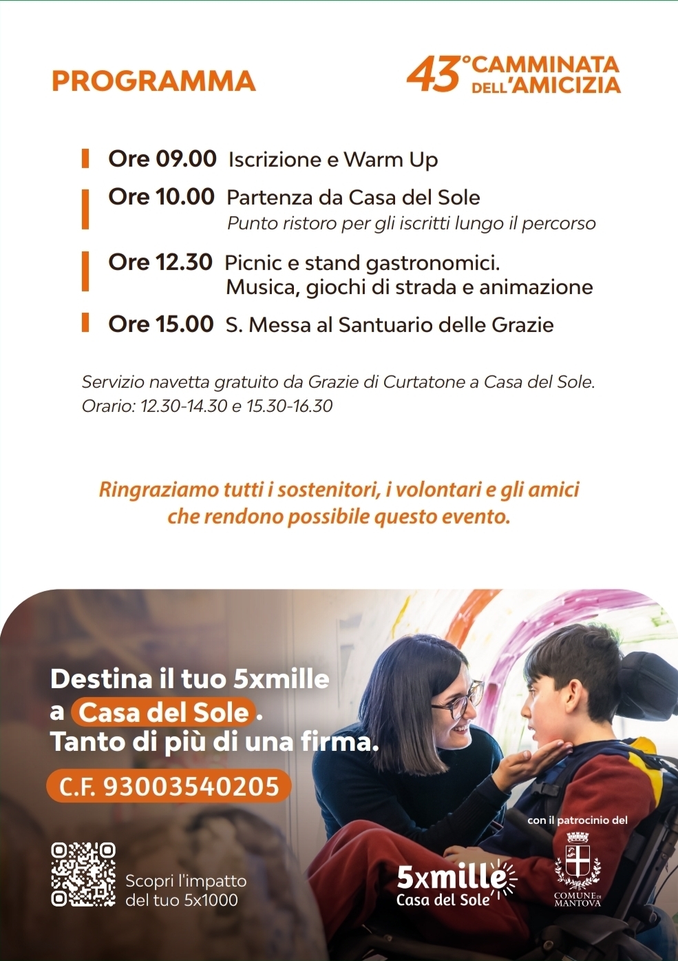 PROGRAMMA DELLA CAMMINATA DELL'AMICIZIA
